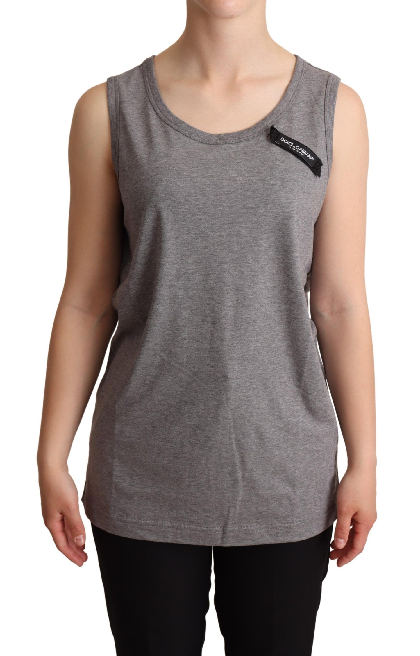 Dolce &amp; Gabbana Elegant Gray Cotton Jersey Sleeveless Tank