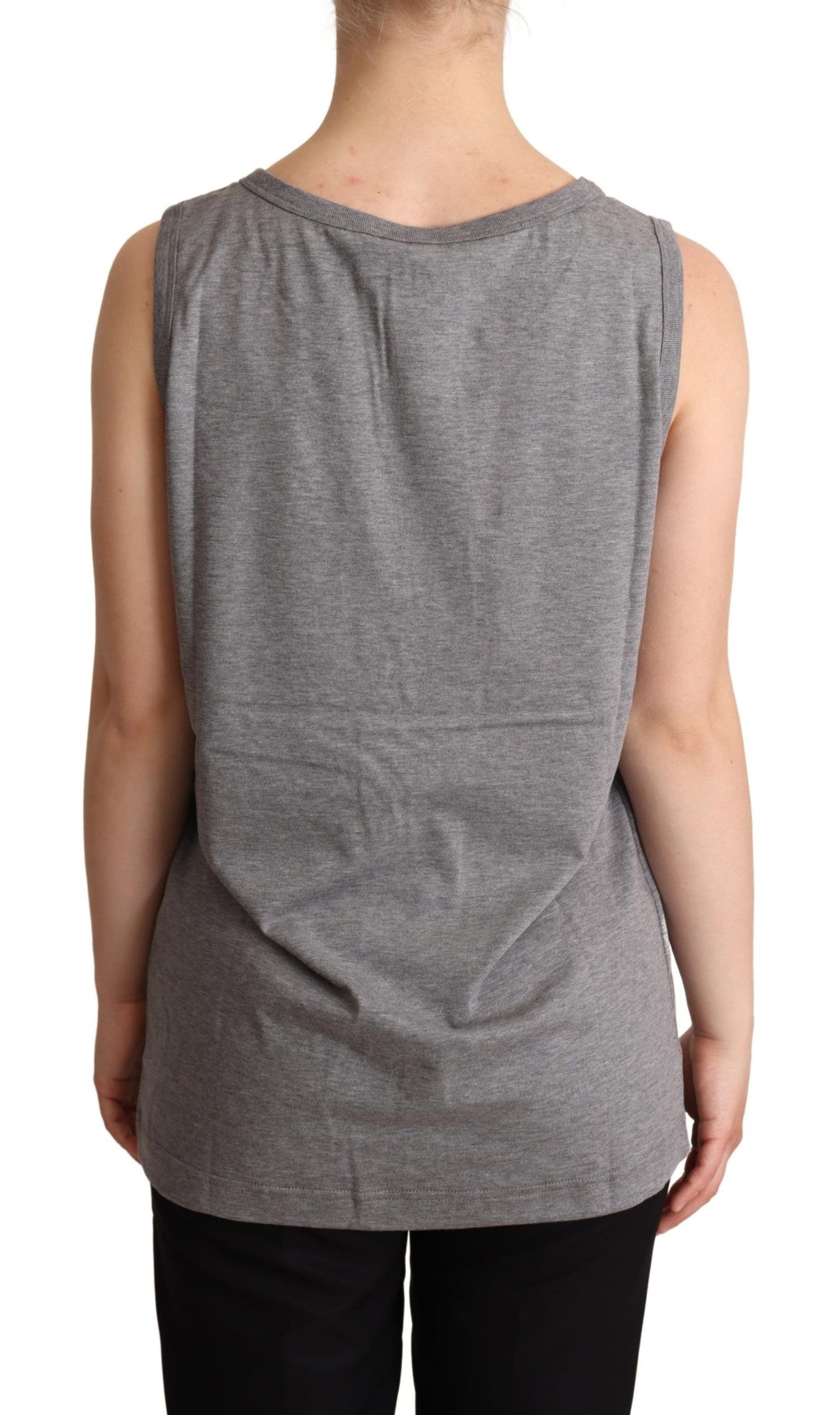 Dolce &amp; Gabbana Elegant Gray Cotton Jersey Sleeveless Tank