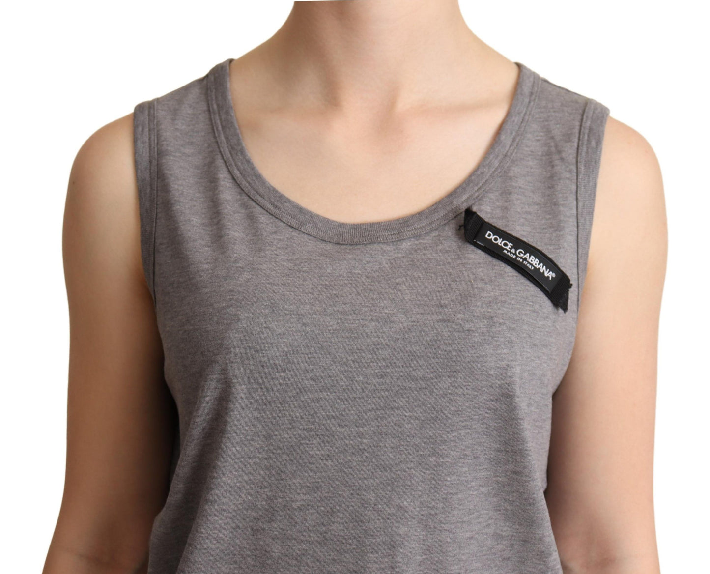 Dolce &amp; Gabbana Elegant Gray Cotton Jersey Sleeveless Tank