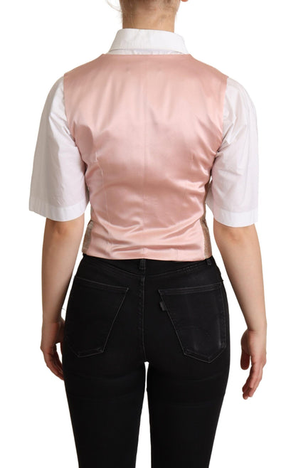 Dolce &amp; Gabbana Elegant Pink Metallic Sheen Waistcoat