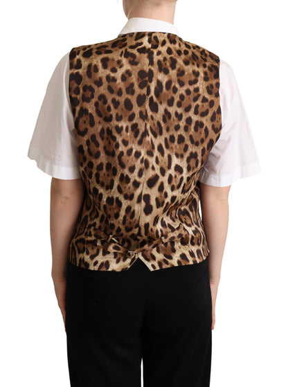 Dolce &amp; Gabbana Elegant Leopard Print Sleeveless Cardigan