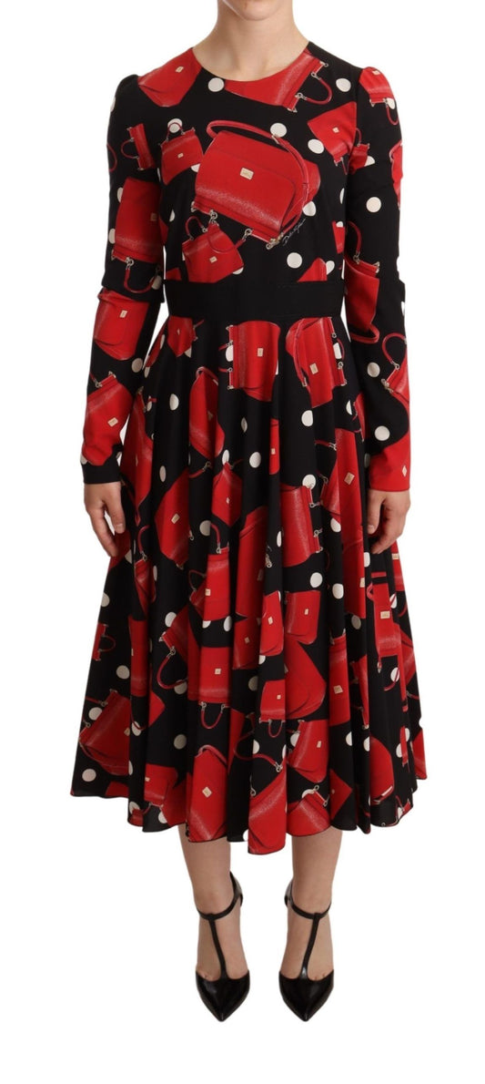 Dolce &amp; Gabbana Elegant Sicily Print Flared Midi Dress