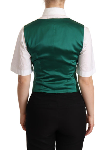 Dolce &amp; Gabbana Elegant Green Silk Blend Waistcoat