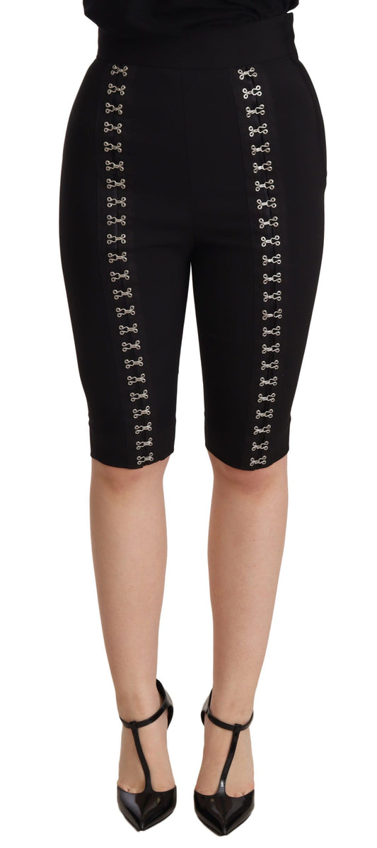 Dolce &amp; Gabbana Elegant High Waist Black Wool Shorts