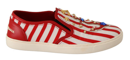 Dolce &amp; Gabbana Stripe Print Studded Loafers