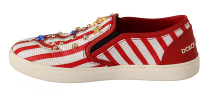 Dolce &amp; Gabbana Stripe Print Studded Loafers