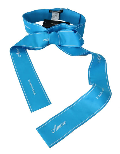 Dolce &amp; Gabbana Elegant Bow Snap Blue Waist Belt