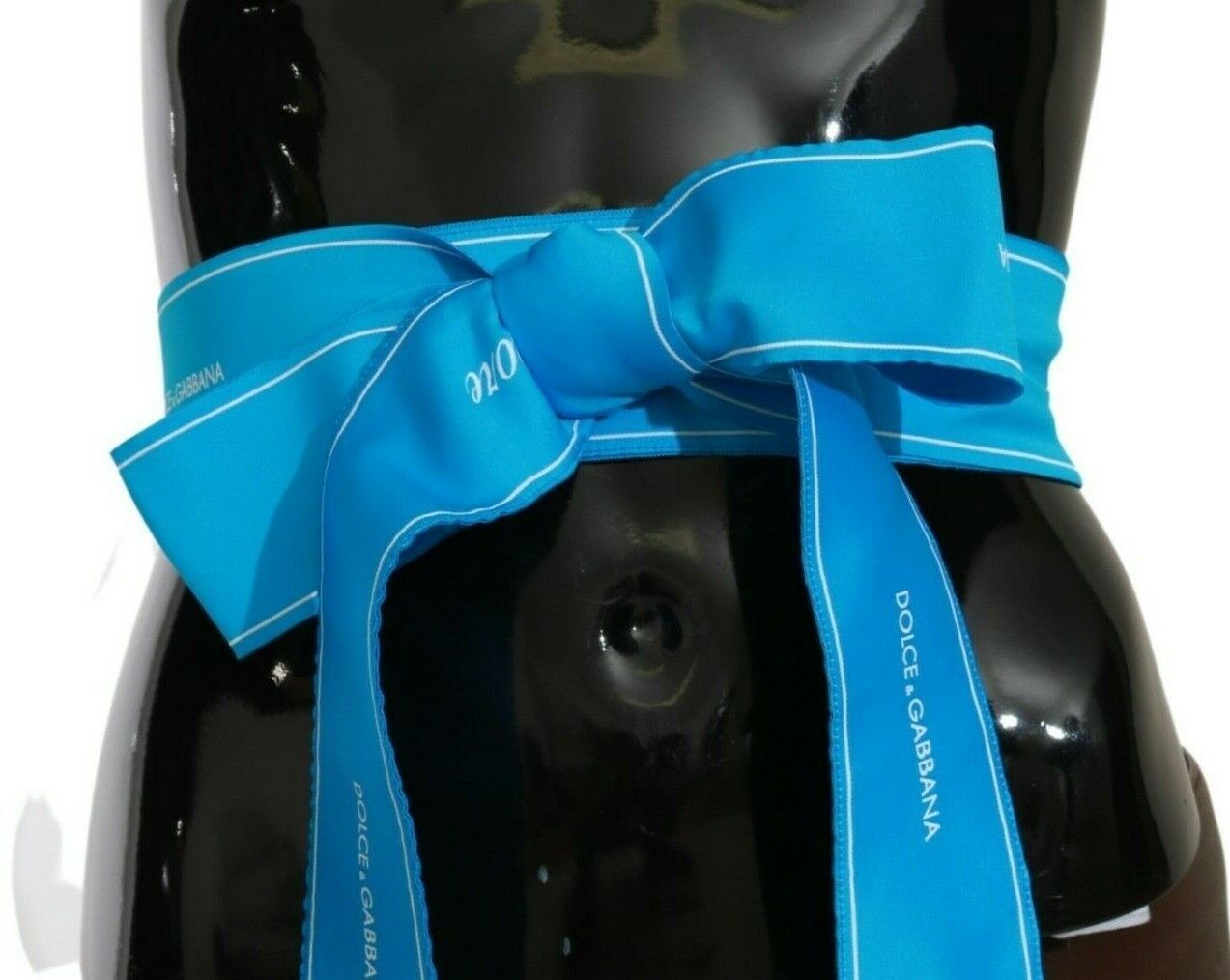 Dolce &amp; Gabbana Elegant Bow Snap Blue Waist Belt