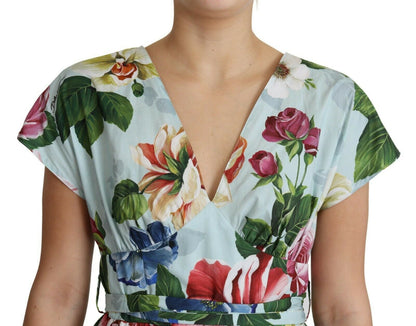 Dolce &amp; Gabbana Floral Elegance V-Neck Cotton Dress