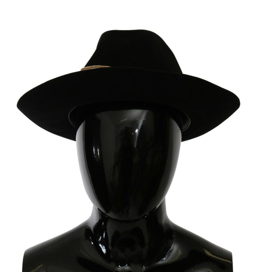 Dolce &amp; Gabbana Elegant Black Lapin Wide Brim Panama Hat