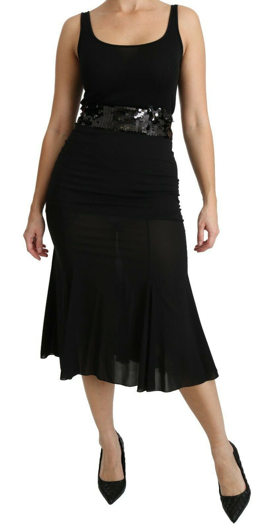 Dolce &amp; Gabbana Chic High Waist Black Silk Blend Skirt