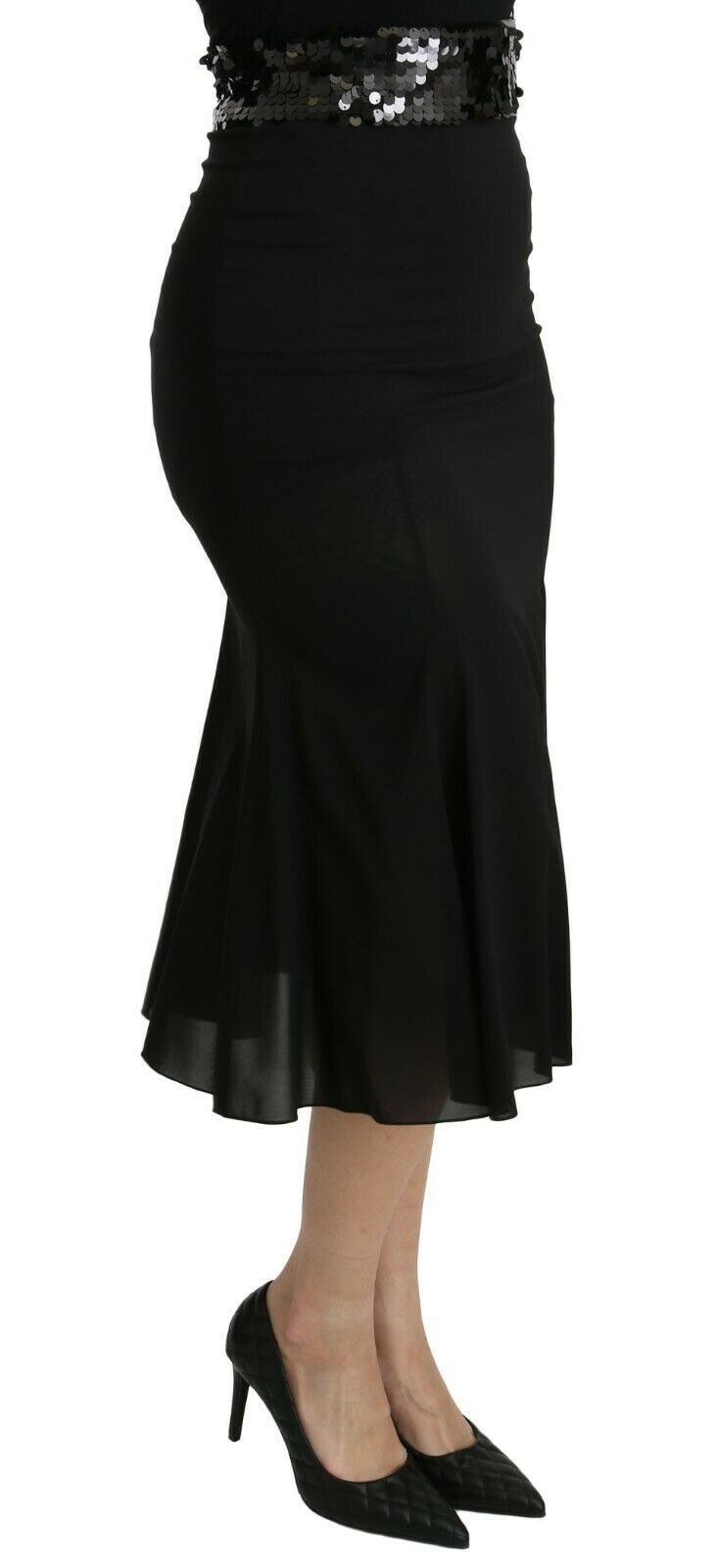 Dolce & Gabbana Chic High Waist Black Silk Blend Skirt