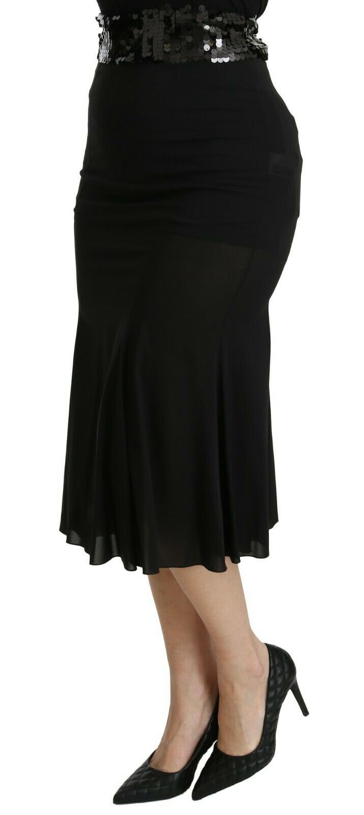 Dolce &amp; Gabbana Chic High Waist Black Silk Blend Skirt