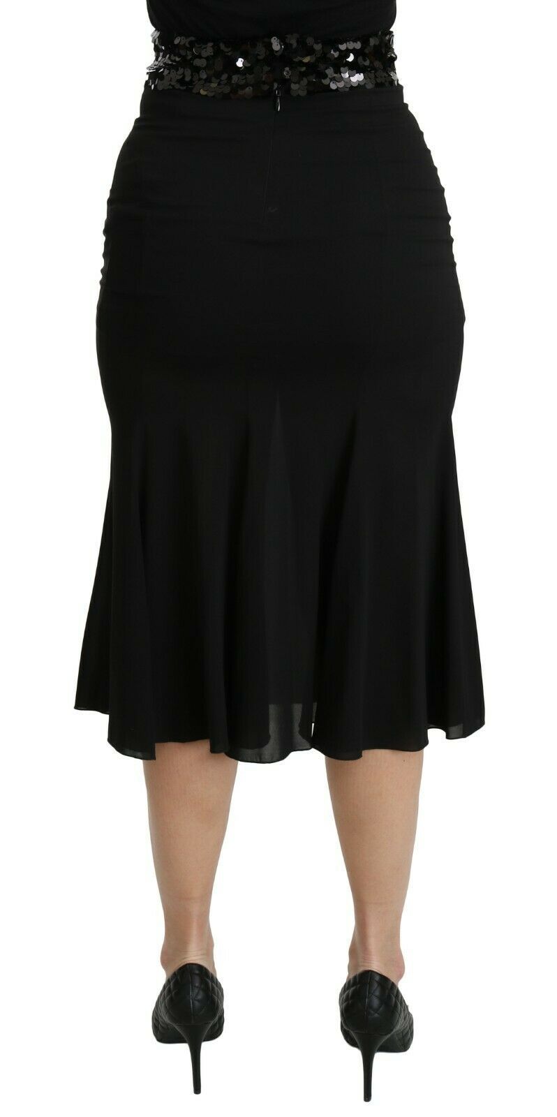 Dolce &amp; Gabbana Chic High Waist Black Silk Blend Skirt