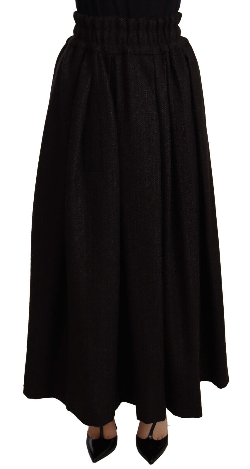 Dolce &amp; Gabbana Elegant High Waist Maxi A-line Wool Skirt