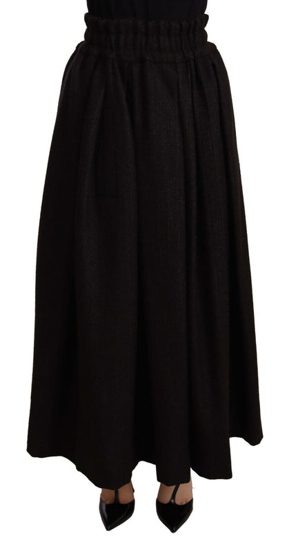 Dolce &amp; Gabbana Elegant High Waist Maxi A-line Wool Skirt