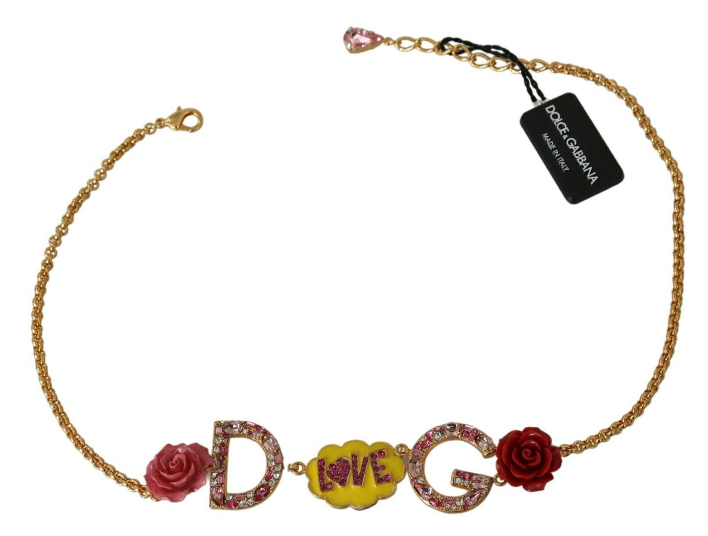 Dolce &amp; Gabbana Gold Crystal Charm Statement Necklace