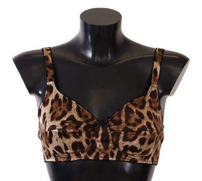 Dolce &amp; Gabbana Elegant Silk Leopard Print Bra