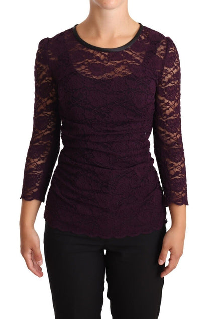 Dolce &amp; Gabbana Elegant Sheer Lace Long Sleeve Blouse