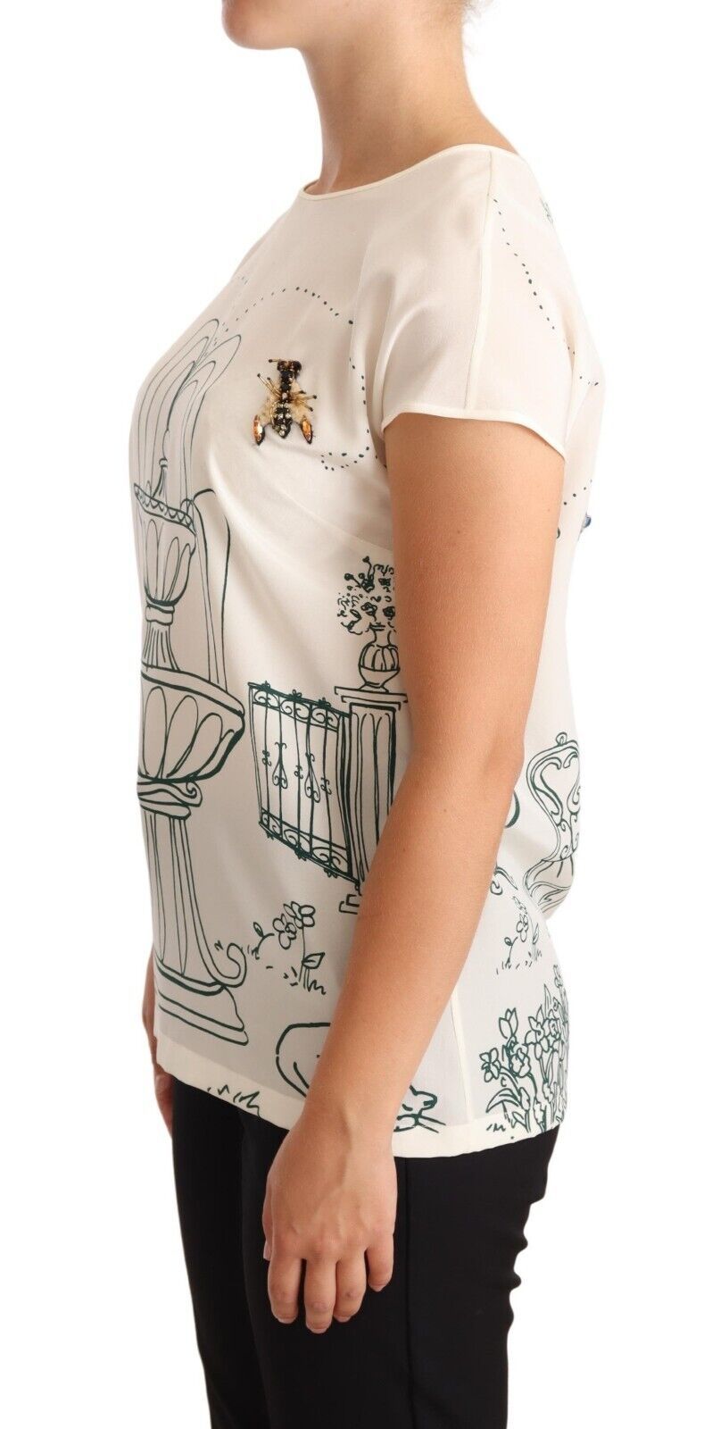 Dolce &amp; Gabbana Elegant Silk Botanical Garden Fountain Tee