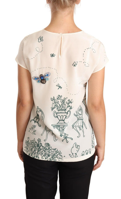 Dolce &amp; Gabbana Elegant Silk Botanical Garden Fountain Tee