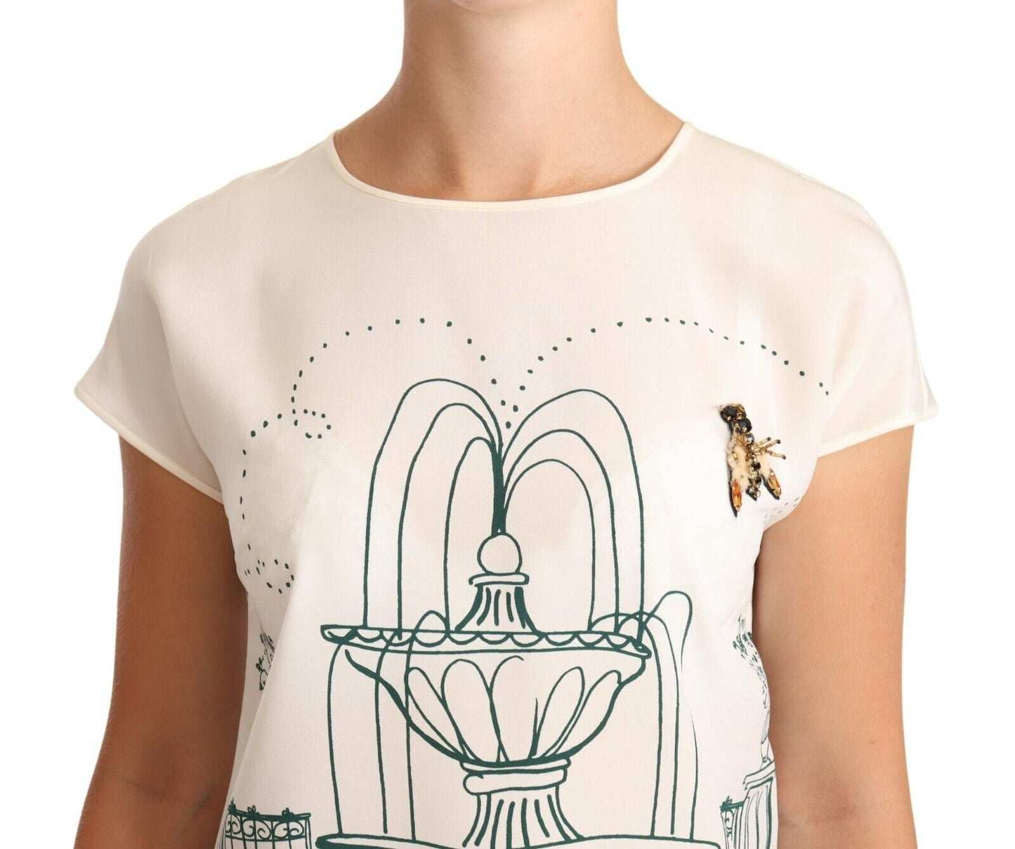 Dolce &amp; Gabbana Elegant Silk Botanical Garden Fountain Tee