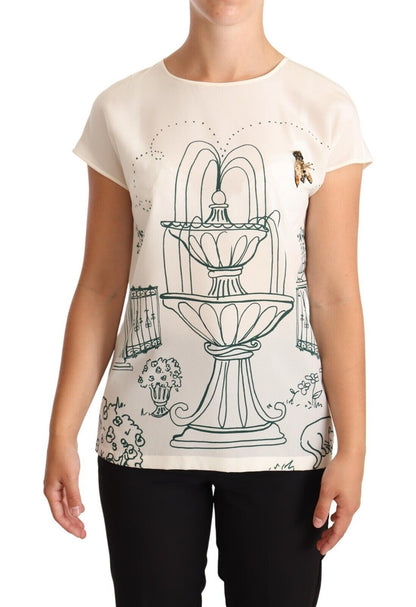 Dolce &amp; Gabbana Elegant Silk Botanical Garden Fountain Tee