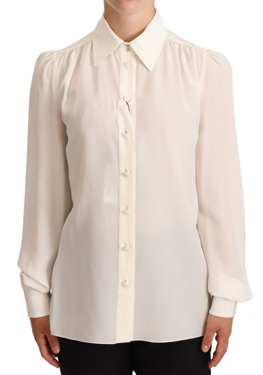 Dolce &amp; Gabbana Elegant Silk Top in Off White