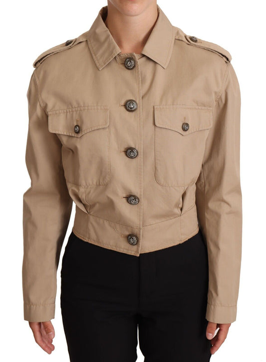 Dolce &amp; Gabbana Elegant Cropped Cotton Jacket in Beige