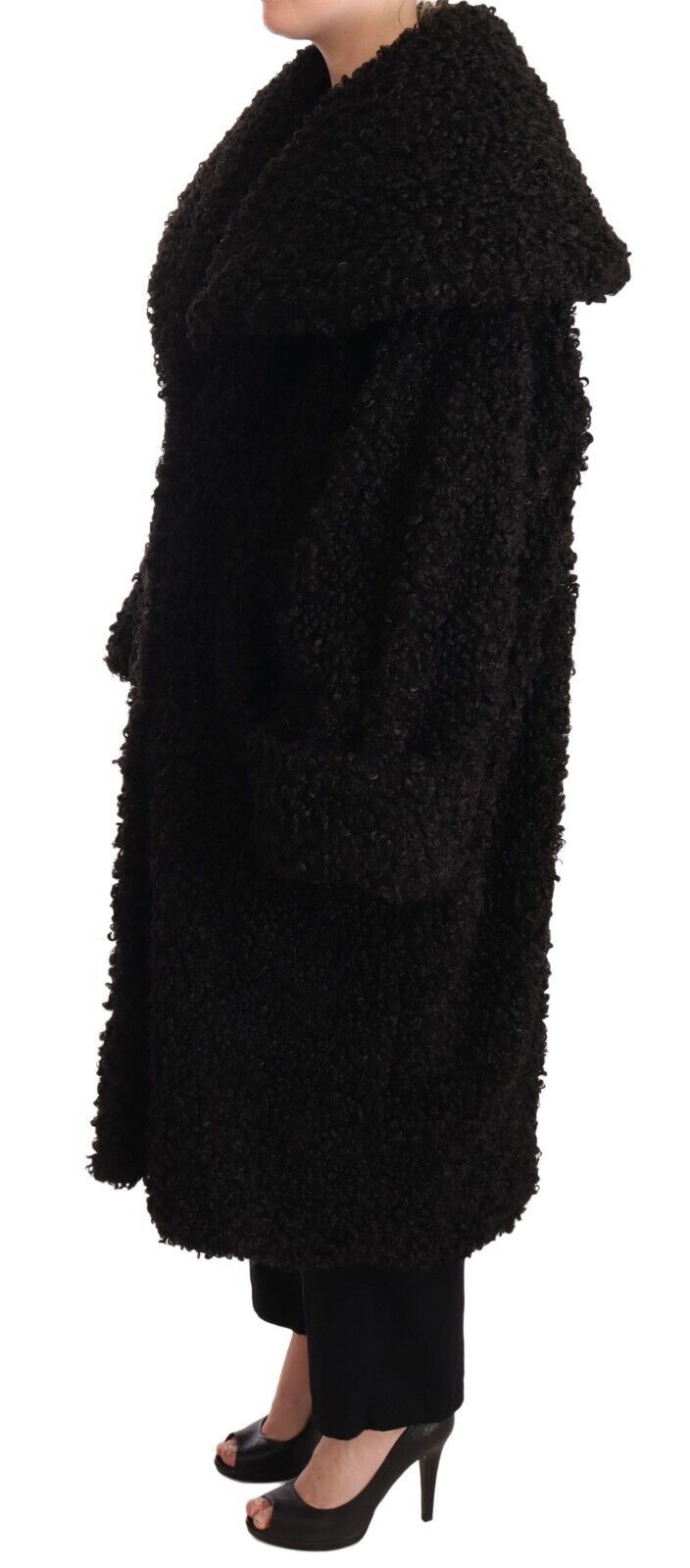 Dolce &amp; Gabbana Elegant Black Fur Cape Trench Coat