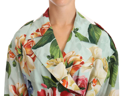 Dolce &amp; Gabbana Elegant Floral Silk Trench Coat