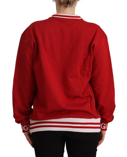 Dolce &amp; Gabbana Elegant Red Crewneck Pullover with Floral Motif