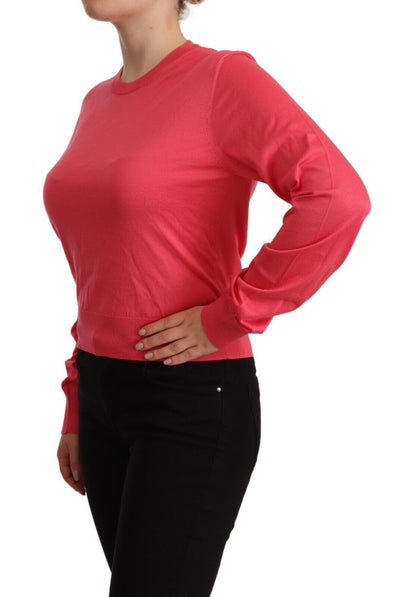 Dolce &amp; Gabbana Elegant Pink Silk Crewneck Sweater