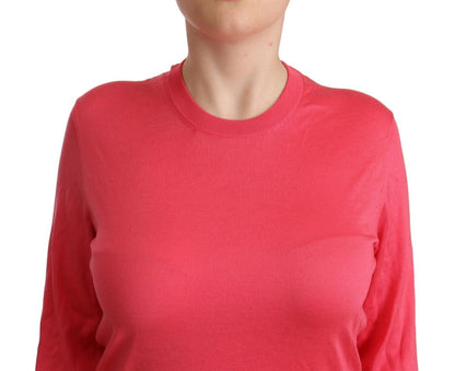 Dolce &amp; Gabbana Elegant Pink Silk Crewneck Sweater