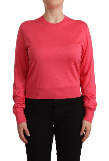 Dolce &amp; Gabbana Elegant Pink Silk Crewneck Sweater