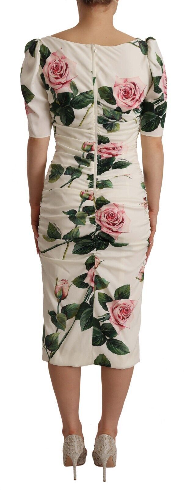 Dolce & Gabbana Elegant White Floral Sheath Dress