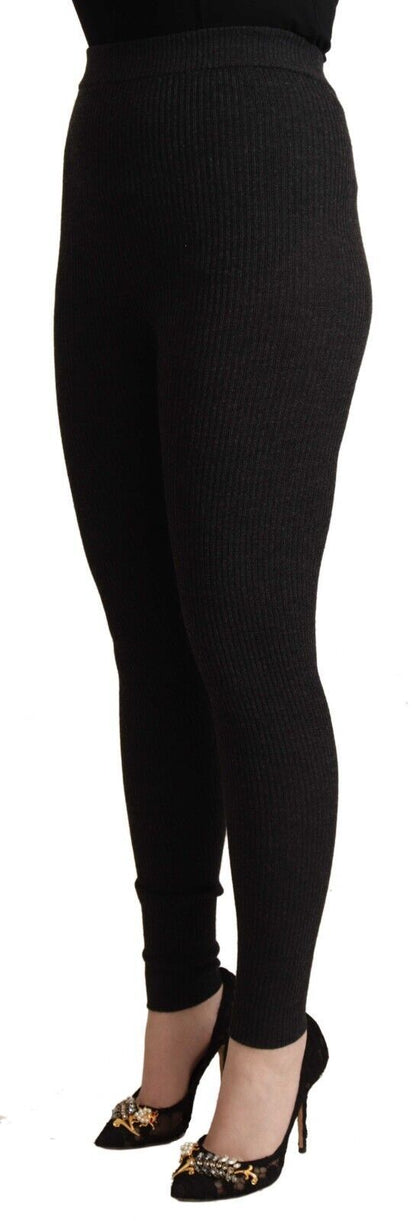 Dolce &amp; Gabbana Elegant High-Waist Wool Tights Pants