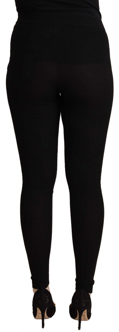 Dolce &amp; Gabbana Black High Waist Cashmere Tights Pants