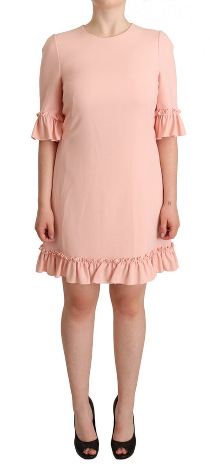 Dolce &amp; Gabbana Ruffled Sleeve Sheath Dress in Pink