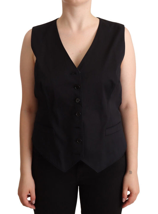 Dolce &amp; Gabbana Chic Buttoned Black Waistcoat