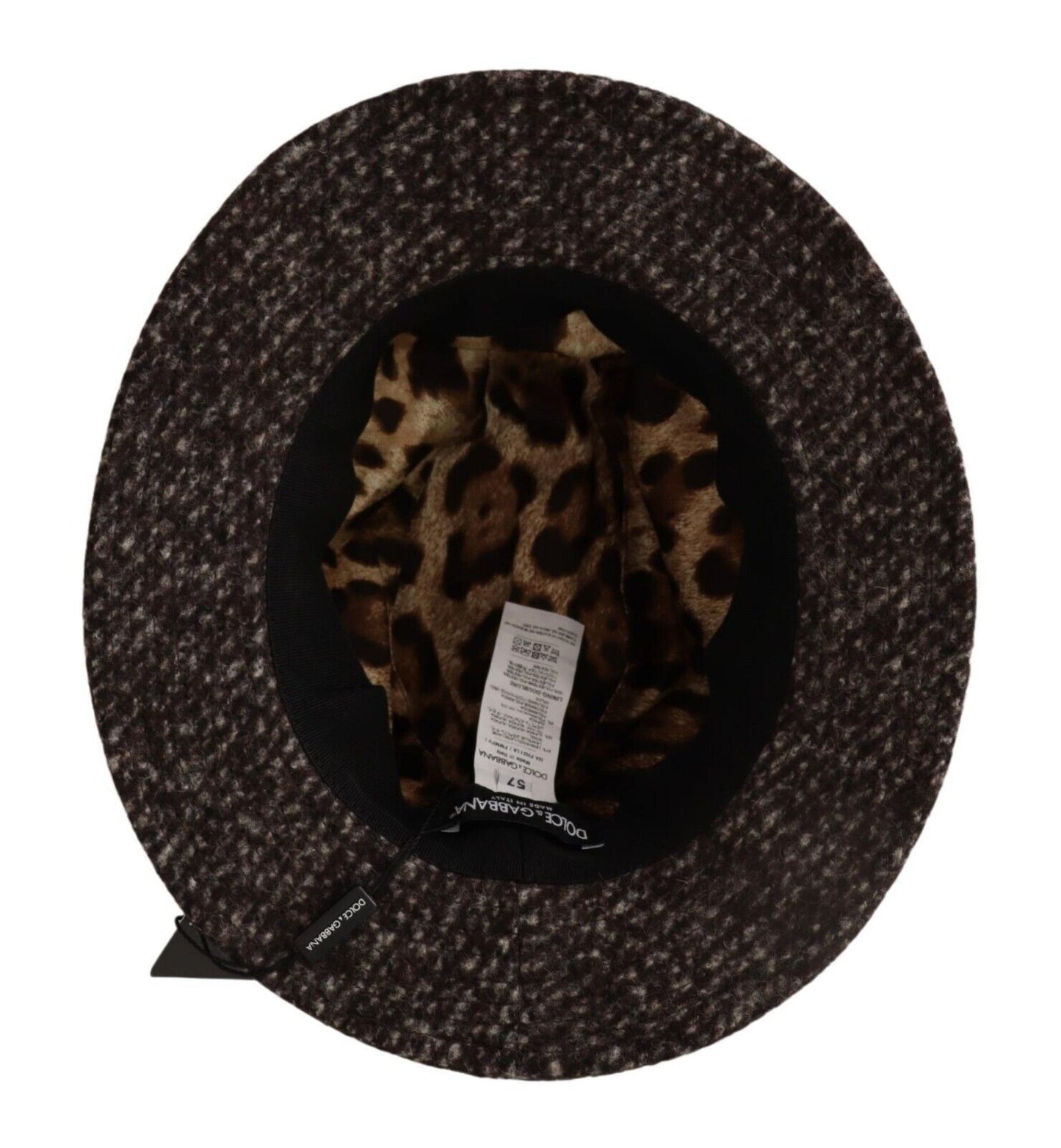 Dolce &amp; Gabbana Elegant Gray Tweed Wide Brim Hat