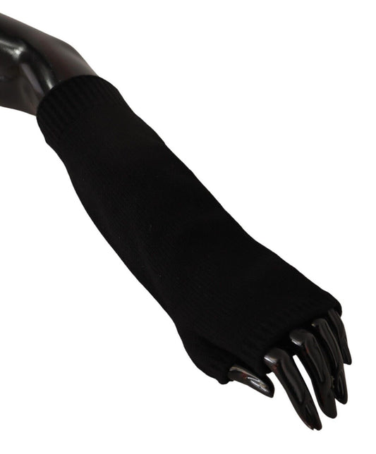 Dolce &amp; Gabbana Elegant Black Cashmere Fingerless Gloves