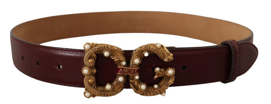 Dolce &amp; Gabbana Elegant Bordeaux Leather Amore Belt