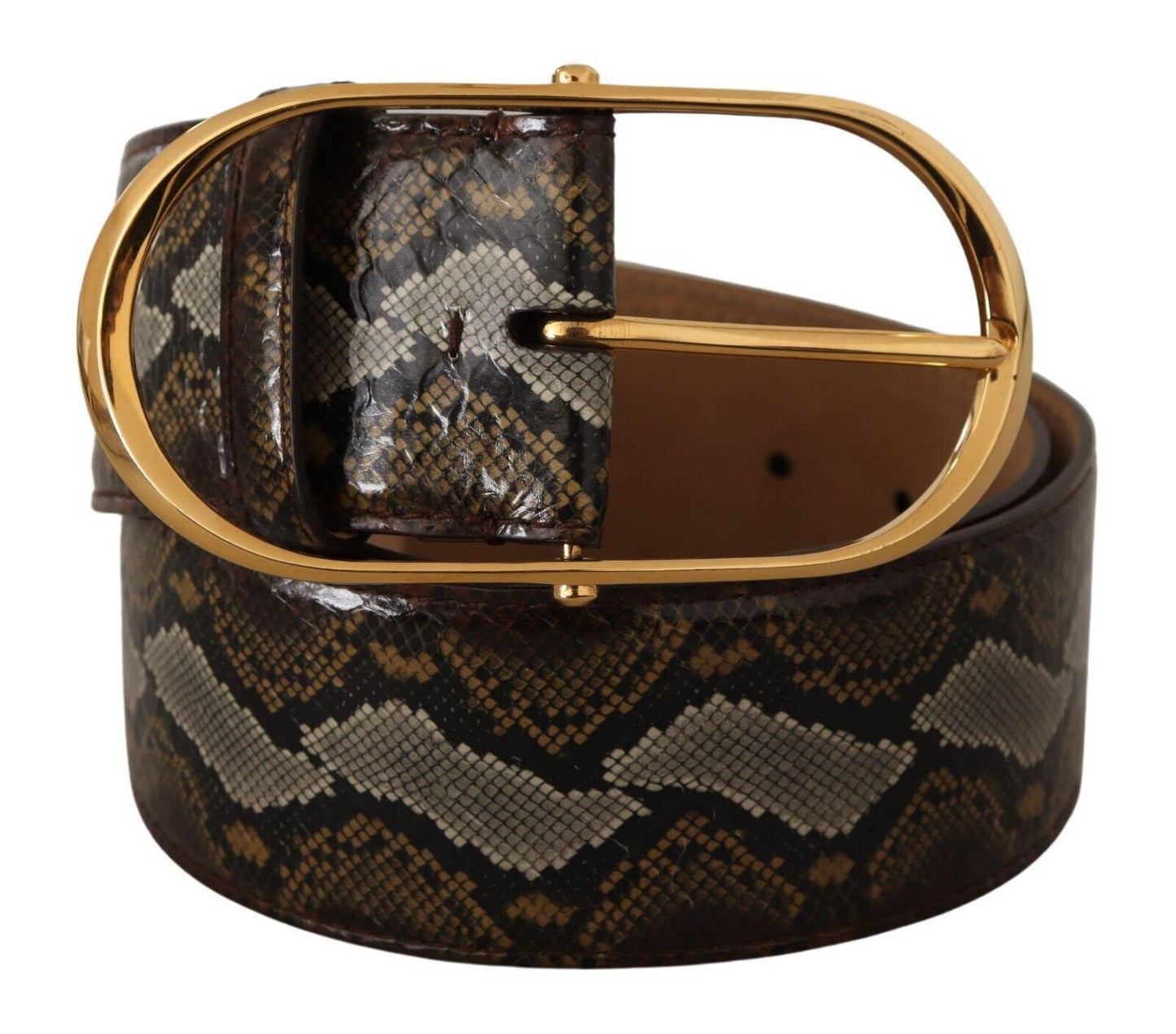 Dolce &amp; Gabbana Elegant Gold Oval Buckle Leather Belt