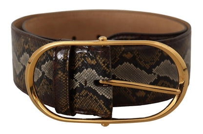 Dolce &amp; Gabbana Elegant Gold Oval Buckle Leather Belt