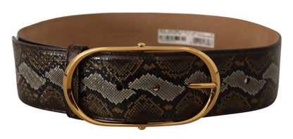 Dolce &amp; Gabbana Elegant Gold Oval Buckle Leather Belt