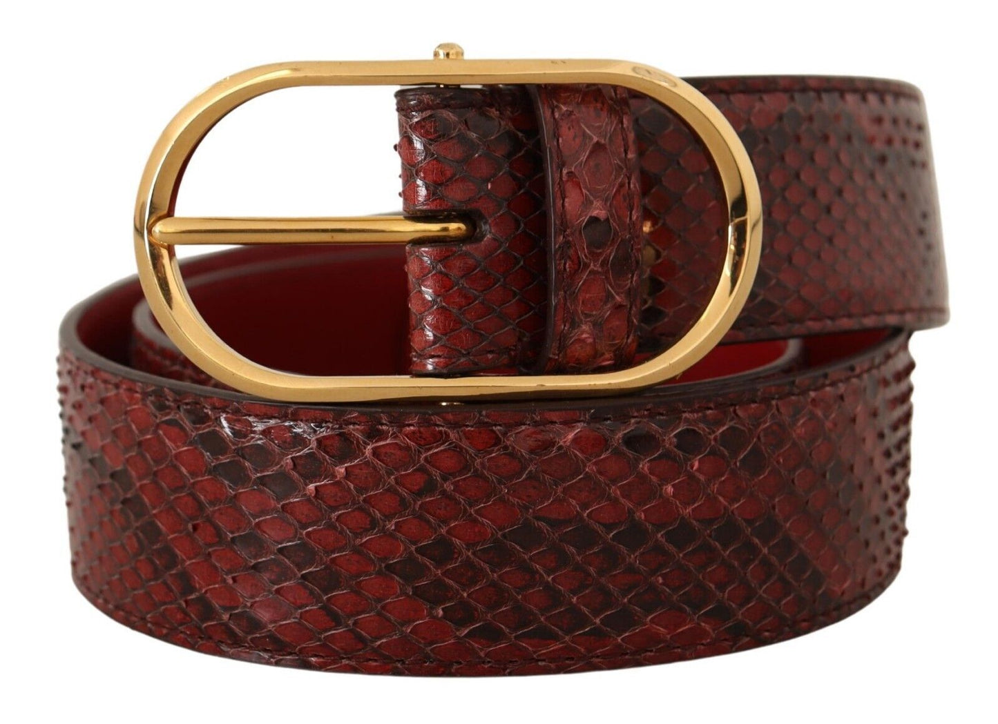 Dolce &amp; Gabbana Elegant Red Snakeskin Leather Belt