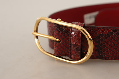 Dolce &amp; Gabbana Elegant Red Snakeskin Leather Belt