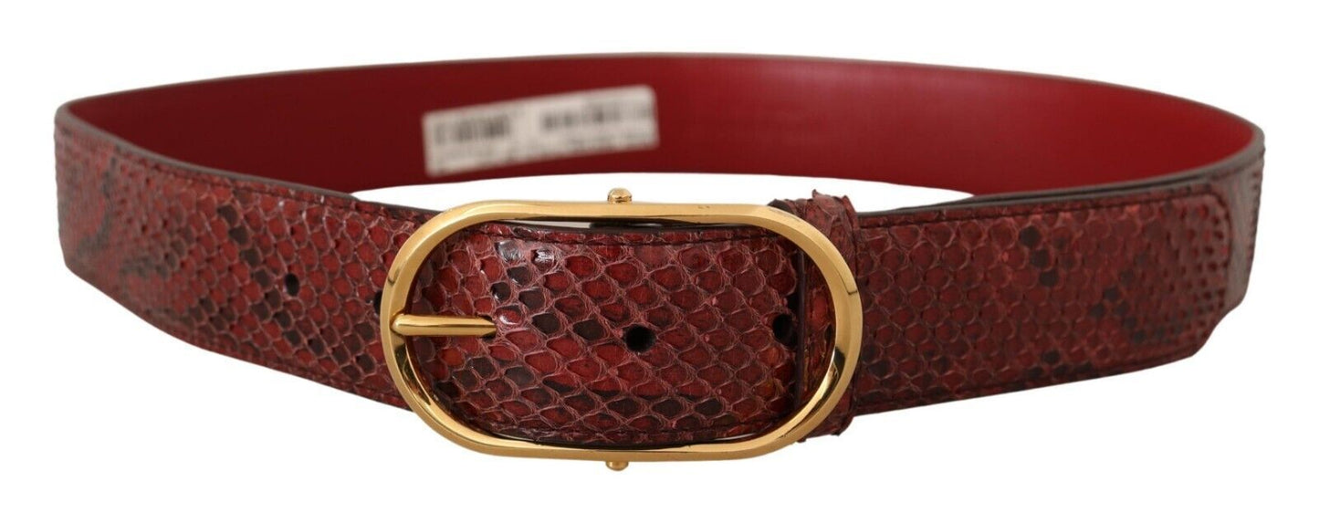 Dolce &amp; Gabbana Elegant Red Snakeskin Leather Belt