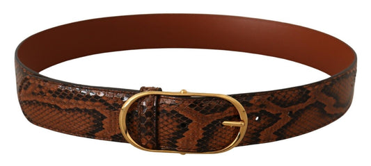 Dolce &amp; Gabbana Elegant Leather Belt with Gold Buckle